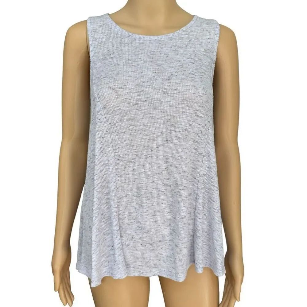 Anthropologie Akemi Kin Purple Ribbed Sleeveless Lace Up Back Tank Top Size M